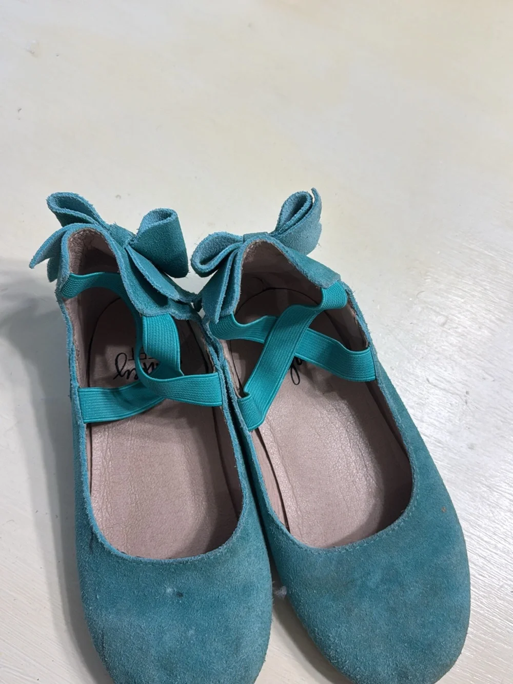Girls Teal Bow Ballet Flats